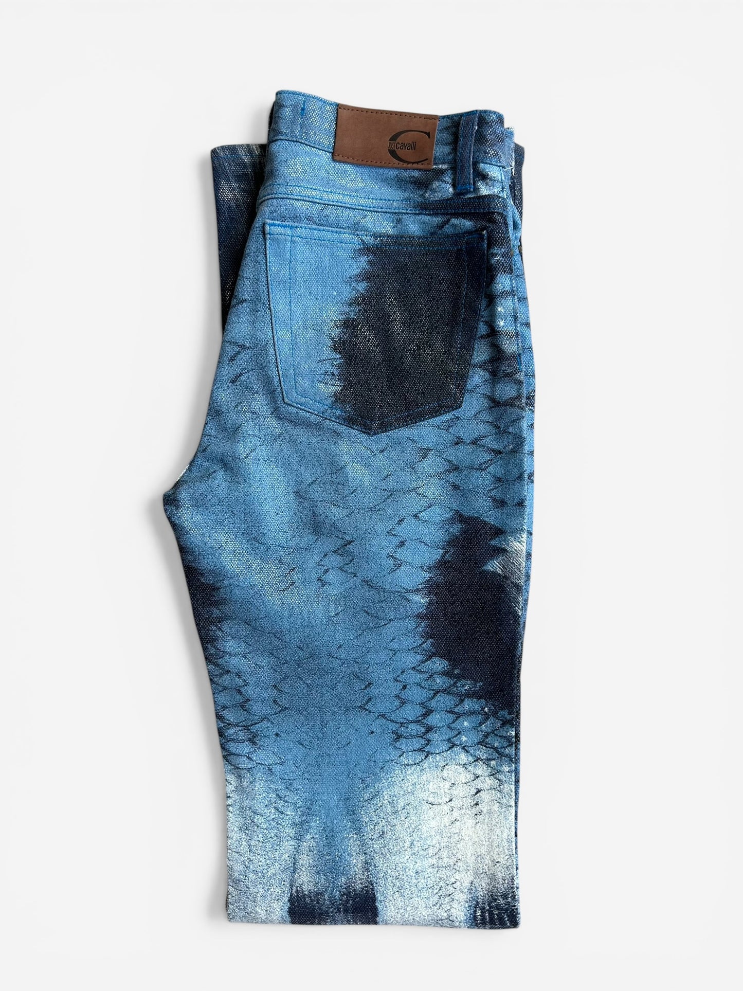 Vintage 2000s Cavalli Jeans - Blue Snake print
