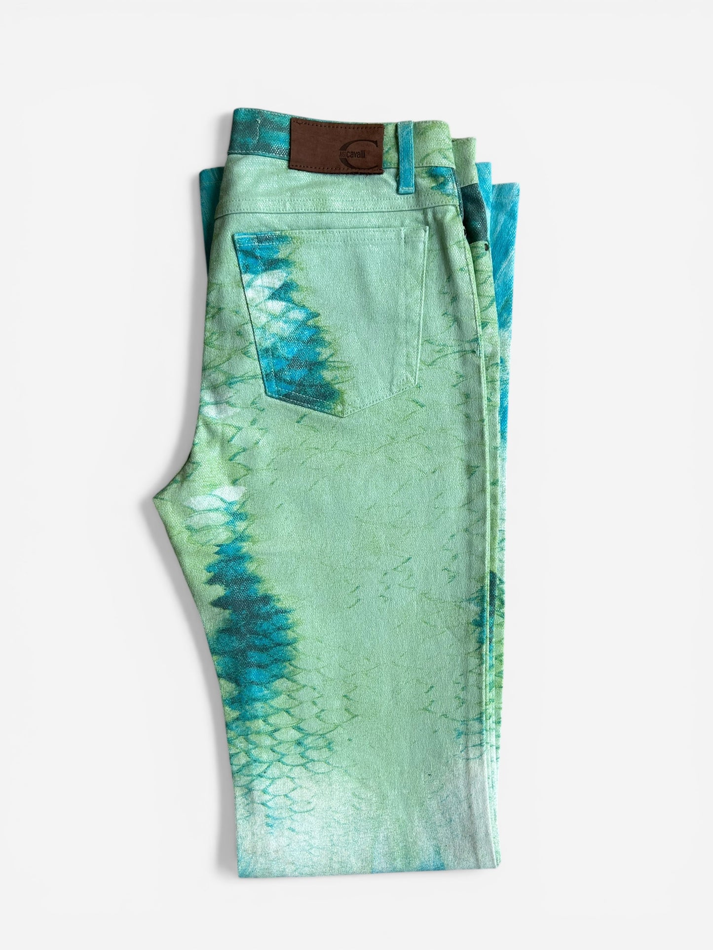 Vintage 2000s Cavalli Jeans - Green Snake print