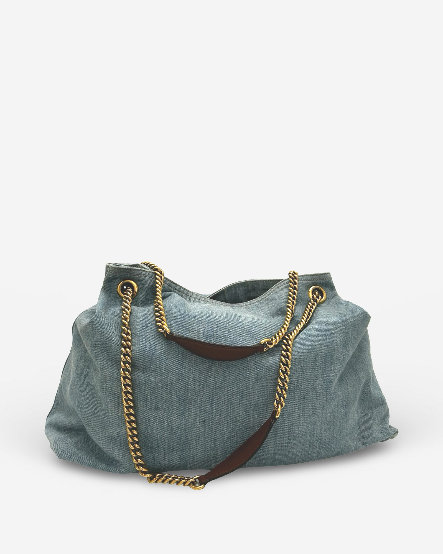 Gucci Soho Denim Shoulder Bag Blue – back view of pre-owned designer handbag