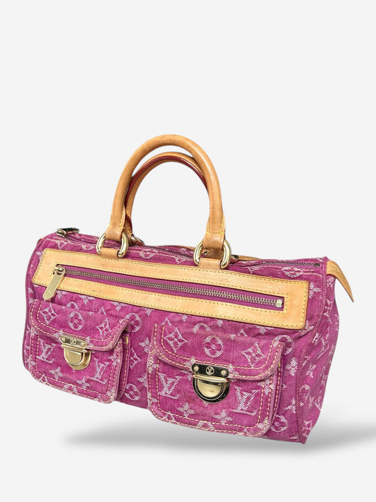 Louis Vuitton Denim Neo Speedy Boston Bag Pink