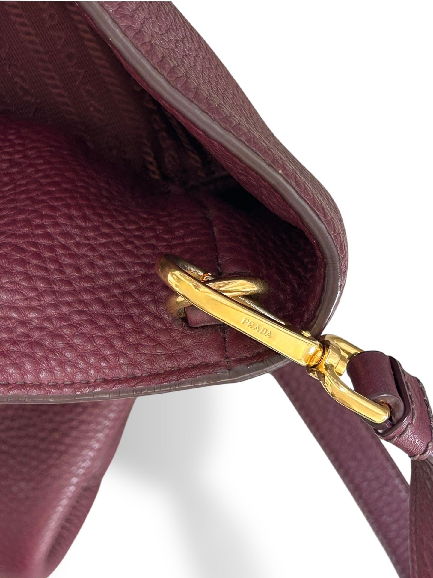 Prada Burgundy Vitello Daino Leather Shopper Tote