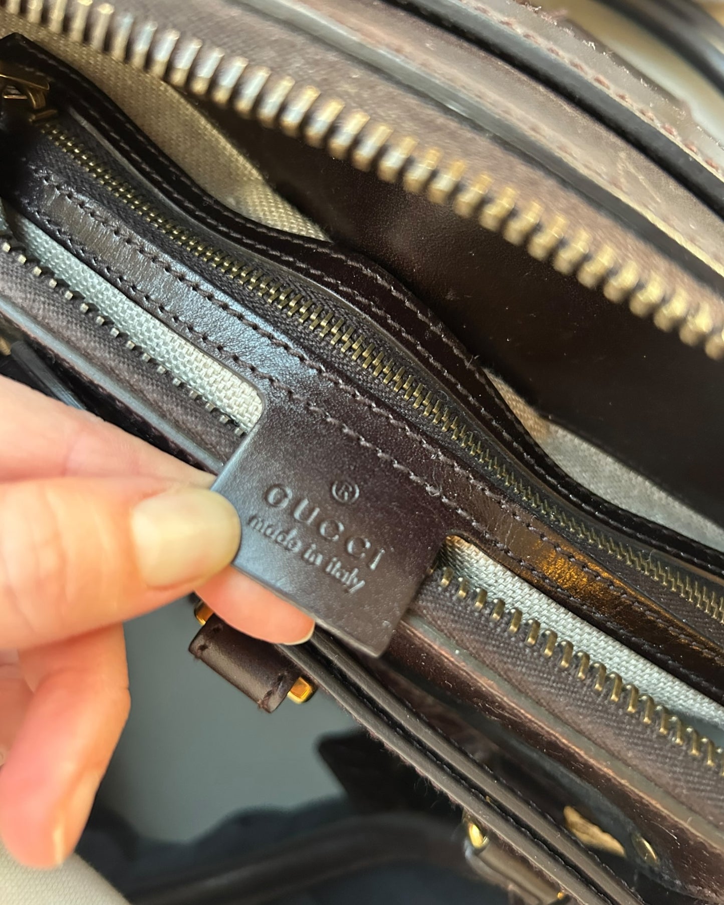 GUCCI Monogram Crocodile Web Secret Top Handle Satchel