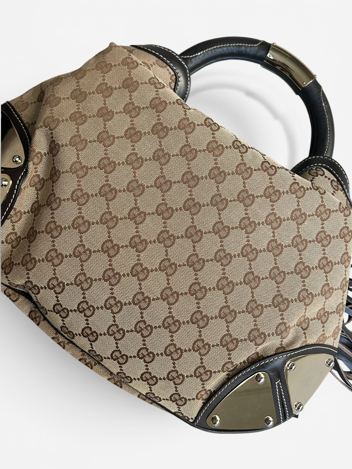 Gucci Indy Leather Canvas Handbag