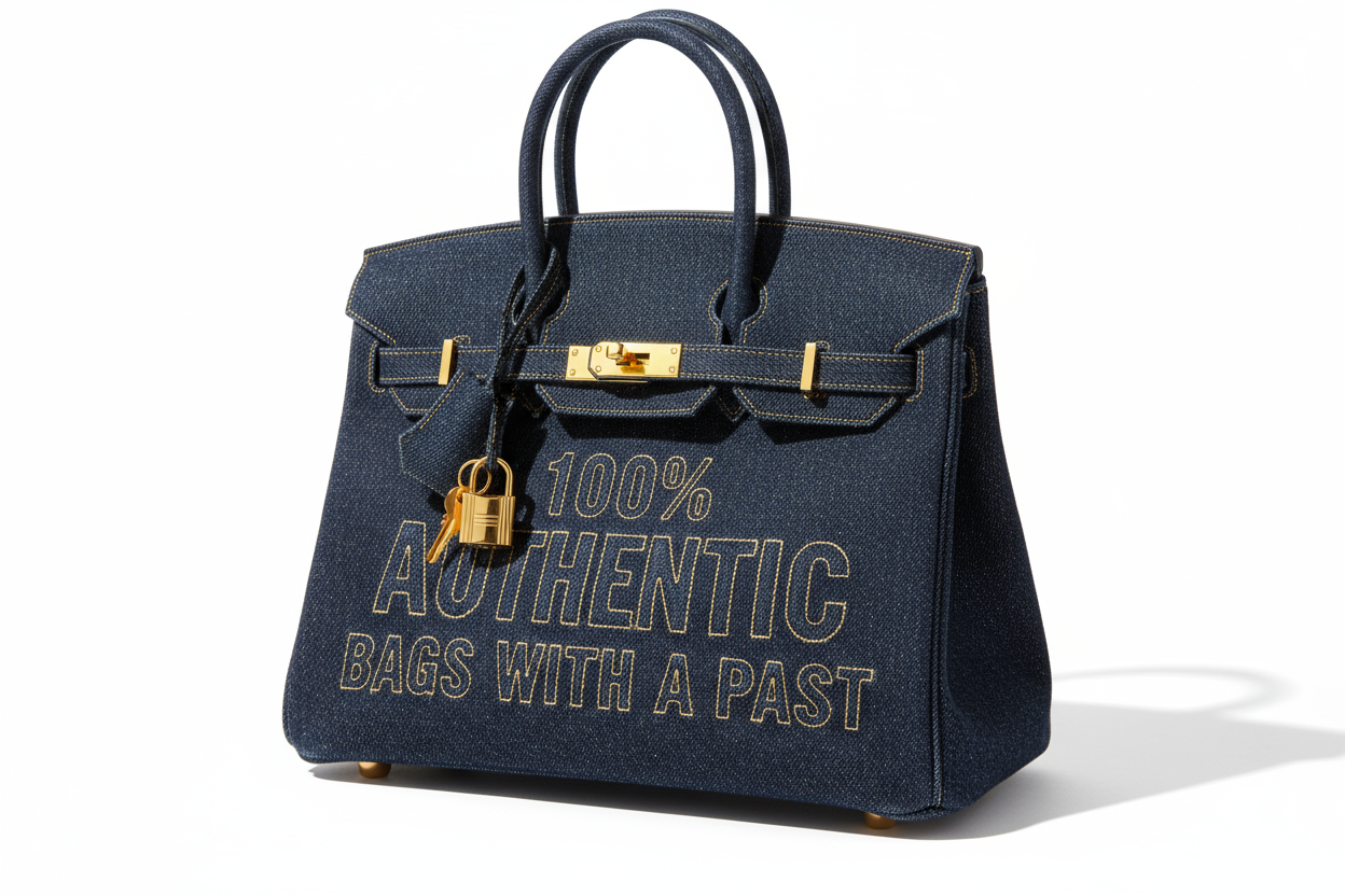 Authentication certificate photo showing 100% Authentic. Bags with a Past, guaranteeing genuine pre-owned and vintage designer bags.