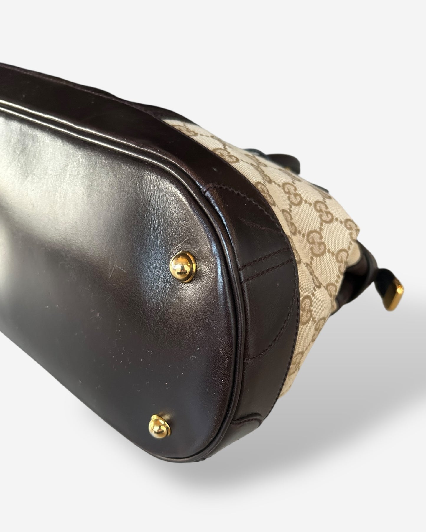 GUCCI Monogram Crocodile Web Secret Top Handle Satchel
