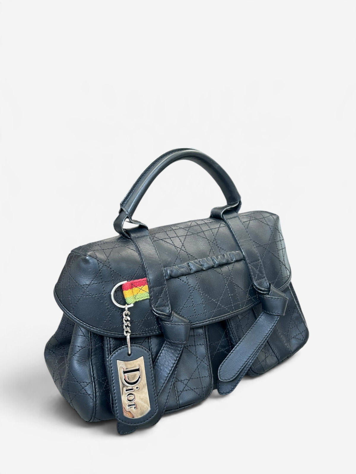Christian Dior Vintage Black Cannage Top Handle Bag - Galliano 2004