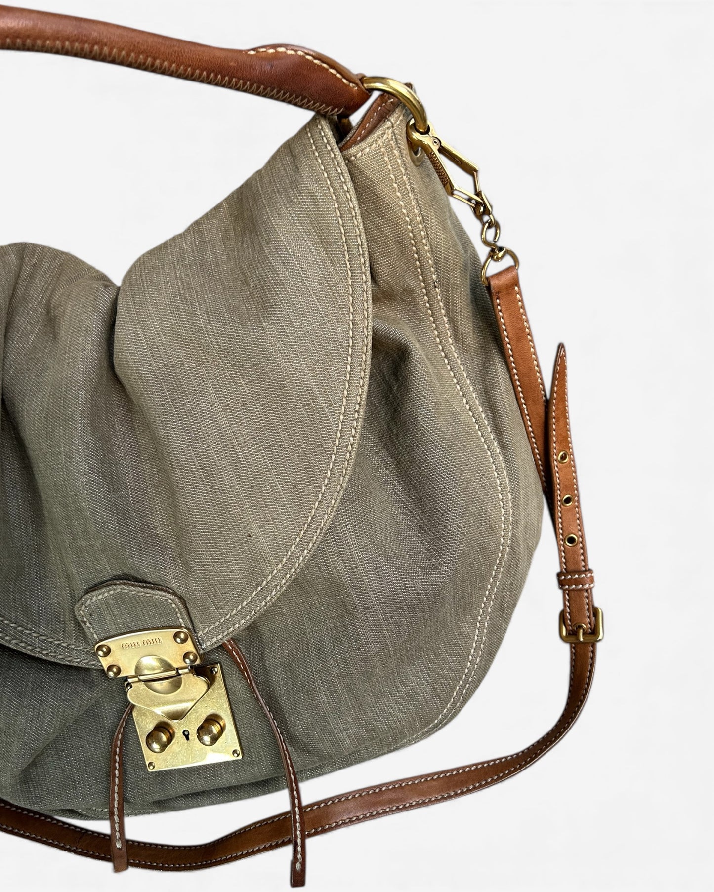 Miu Miu Green Khaki Denim bag