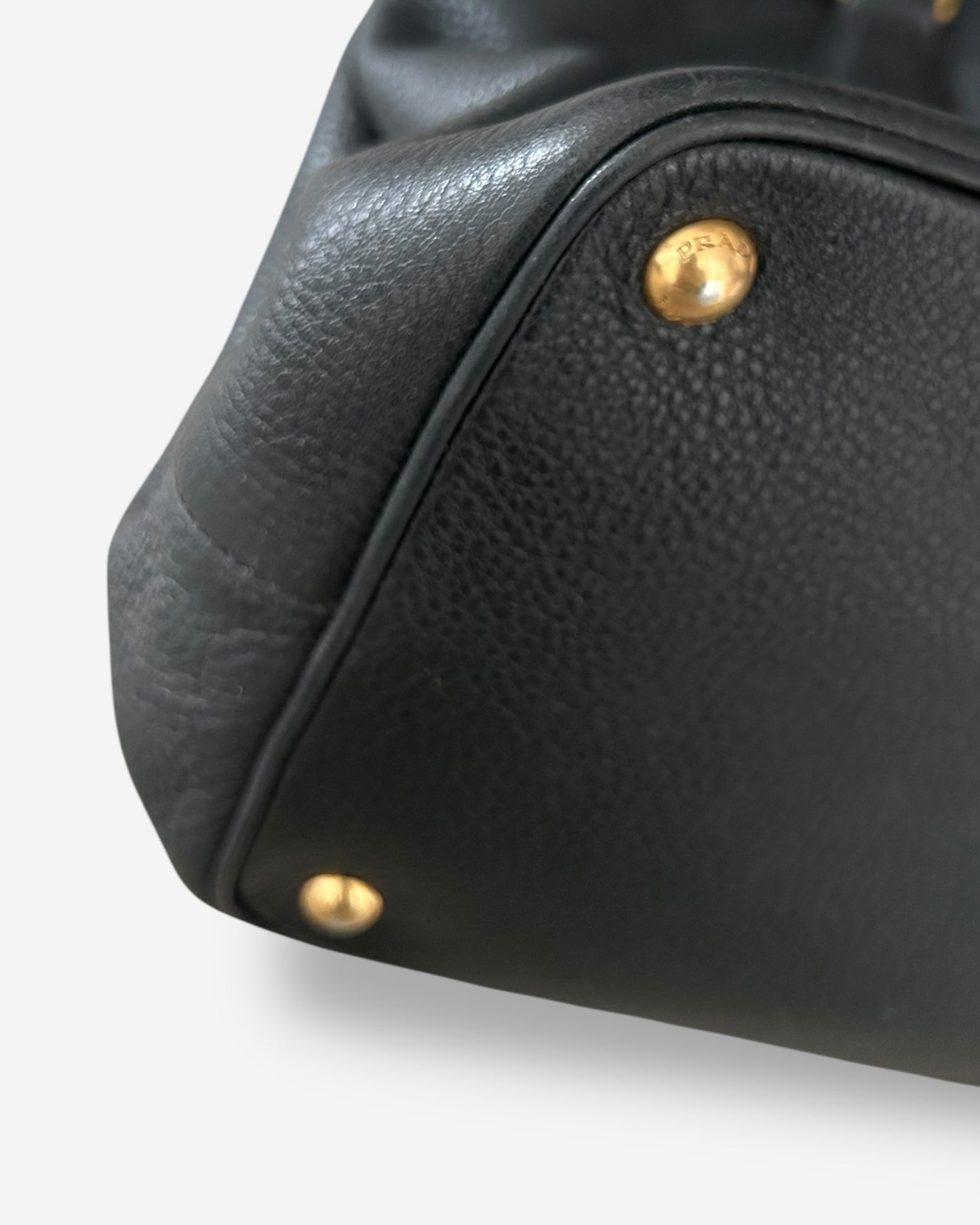 Prada Vitello Daino Black Leather Tote