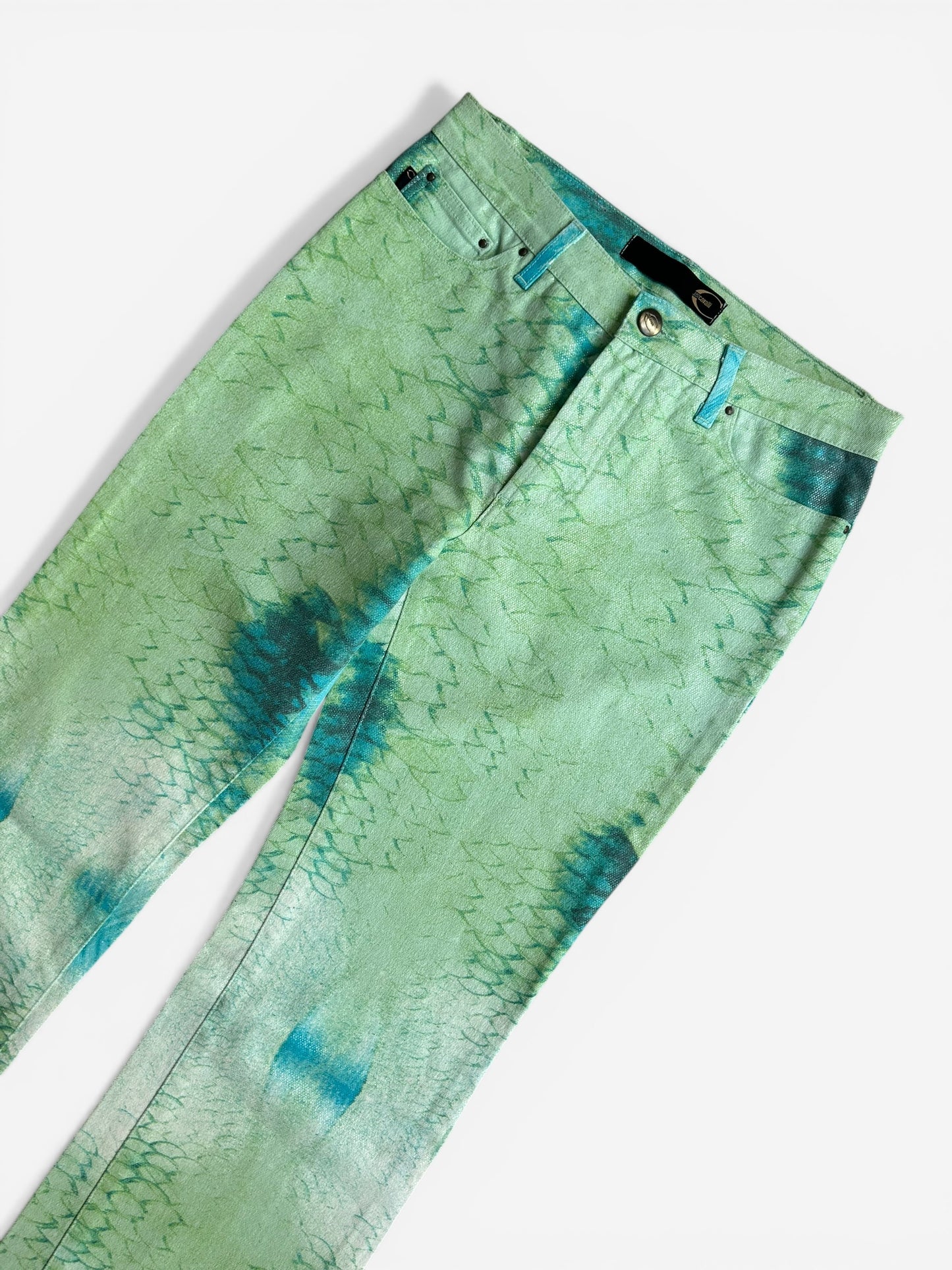 Vintage 2000s Cavalli Jeans - Green Snake print