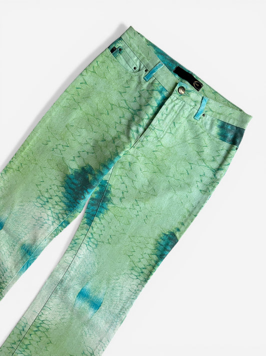Vintage 2000s Cavalli Jeans - Green Snake print