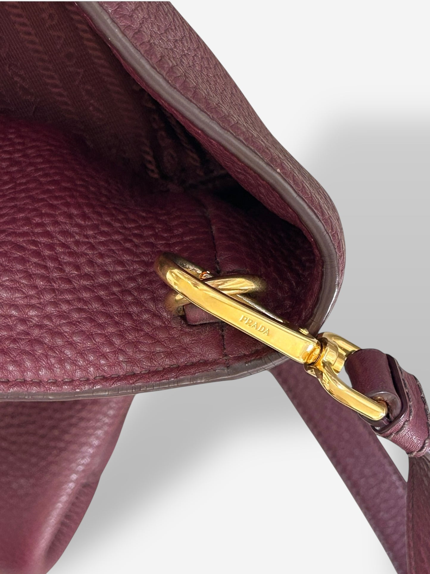 Prada Burgundy Vitello Daino Leather Shopper Tote