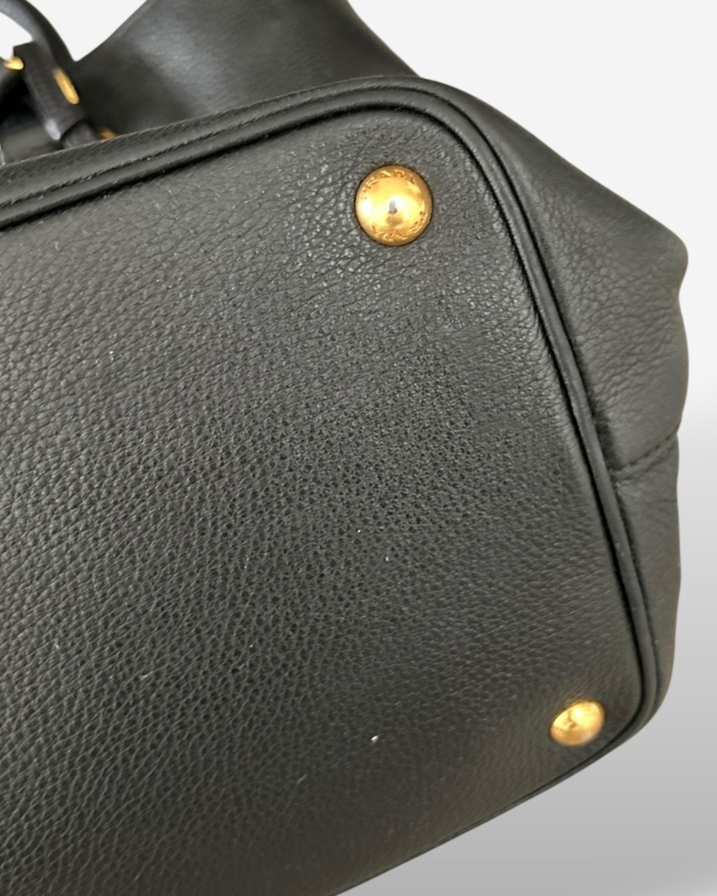 Prada Vitello Daino Black Leather Tote