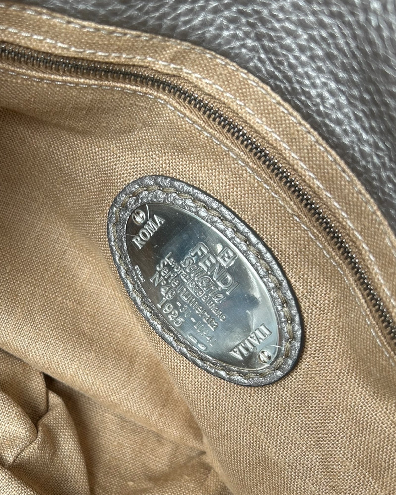 Fendi Selleria Pomodorino Bag logo inside detail