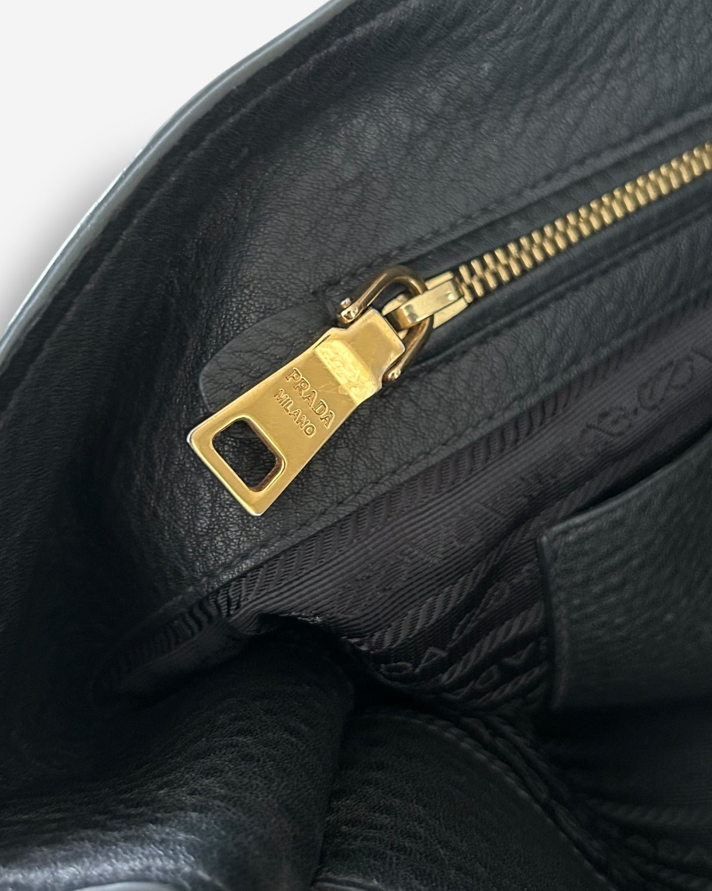 Prada Vitello Daino Black Leather Tote