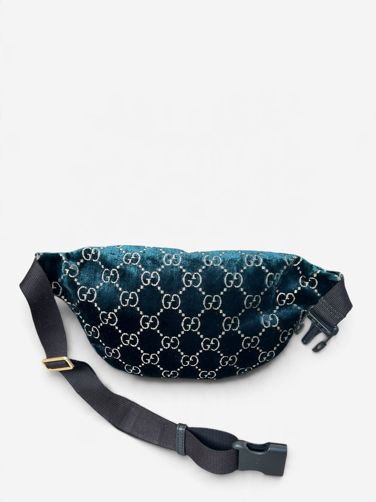 Gucci Velvet GG Monogram Web Belt Bag Blue