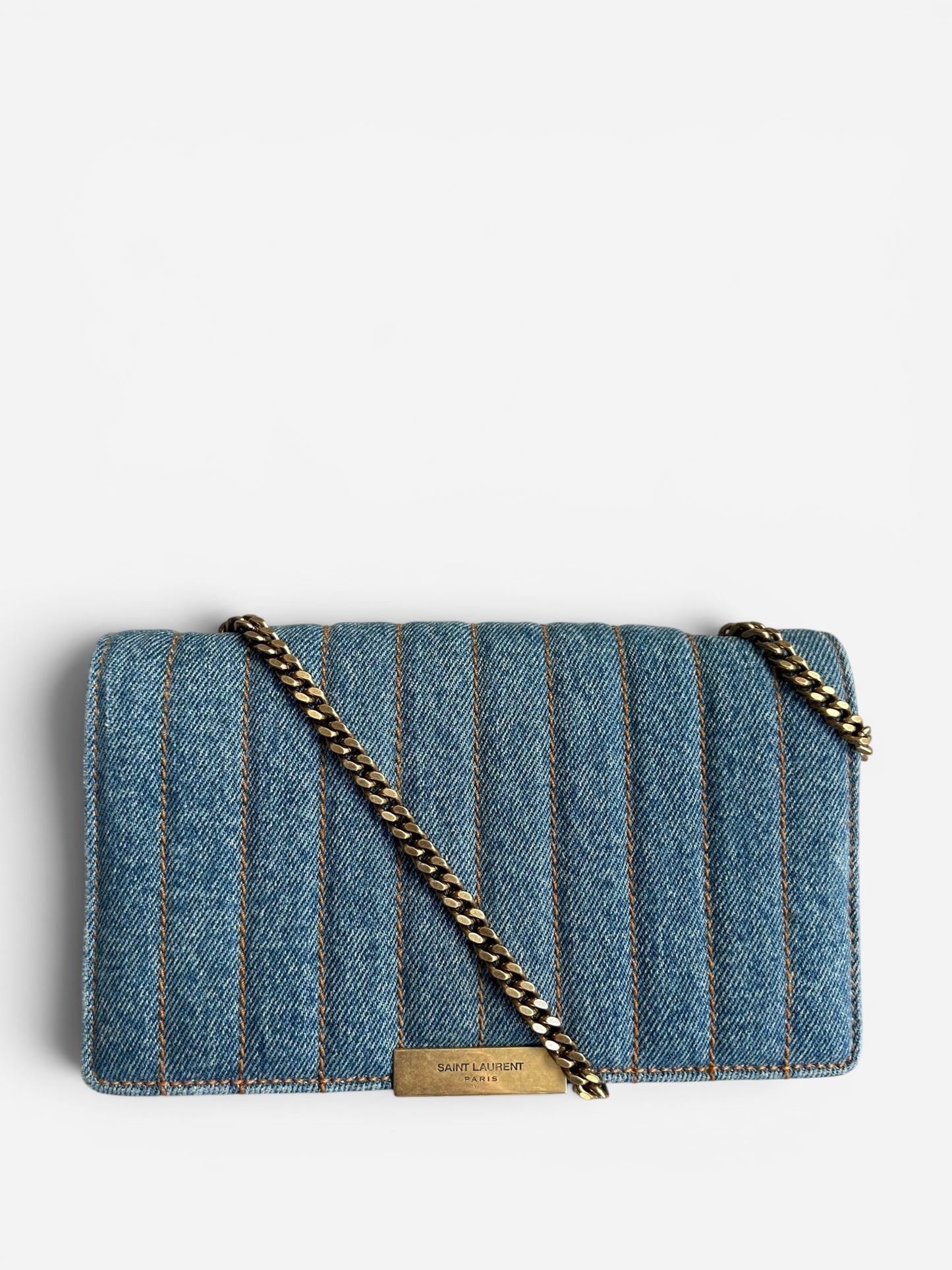 Saint Laurent Denim Amalia Matelasse chain bag