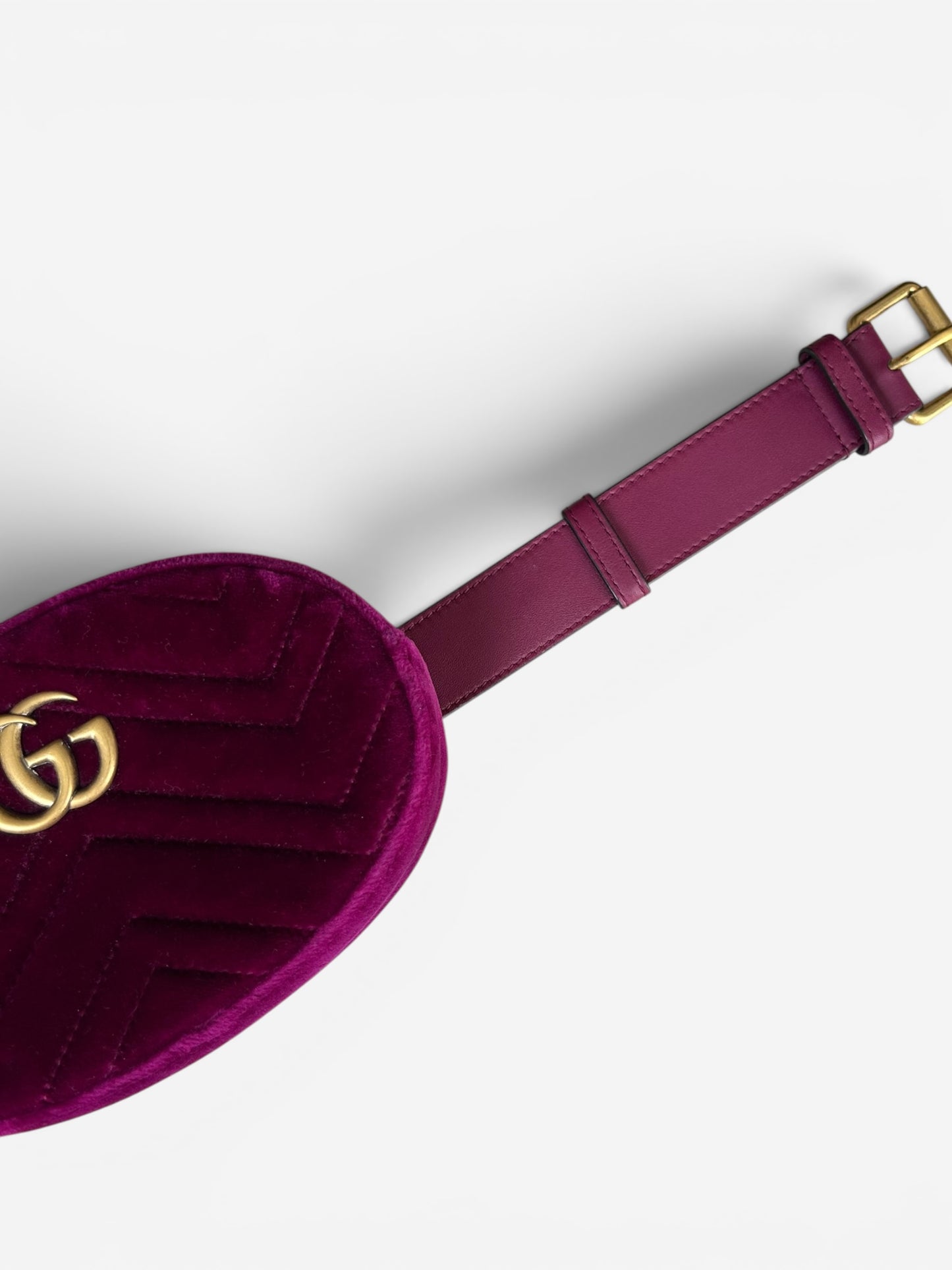 Gucci GG Marmont Belt Bag - Matelasse Velvet Fuchsia