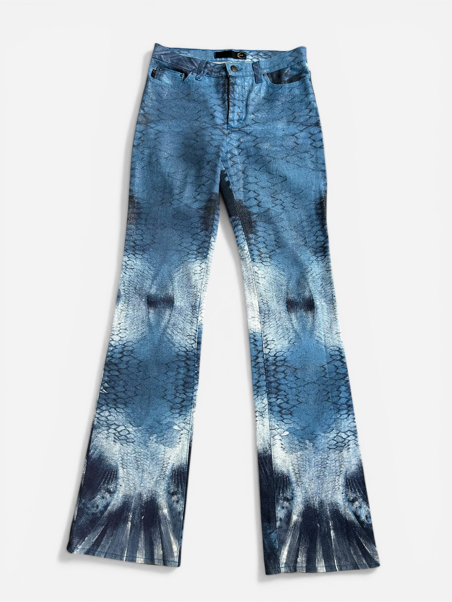 Vintage 2000s Cavalli Jeans - Blue Snake print