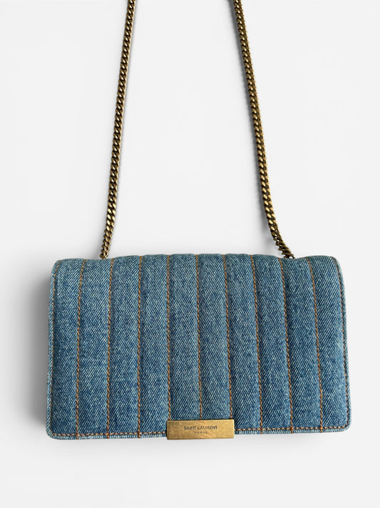 Saint Laurent Denim Amalia Matelasse chain bag