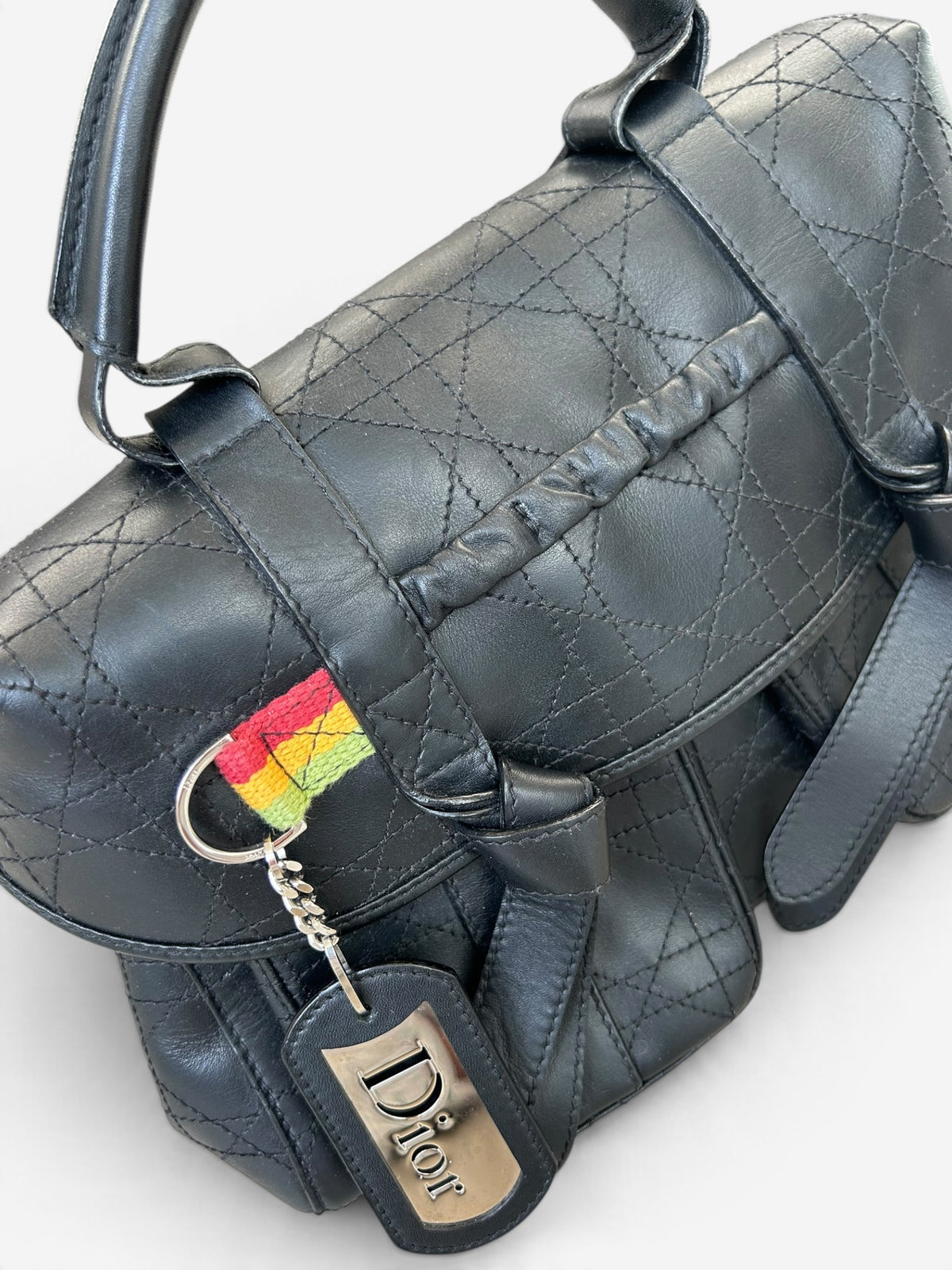 Christian Dior Vintage Black Cannage Top Handle Bag - Galliano 2004