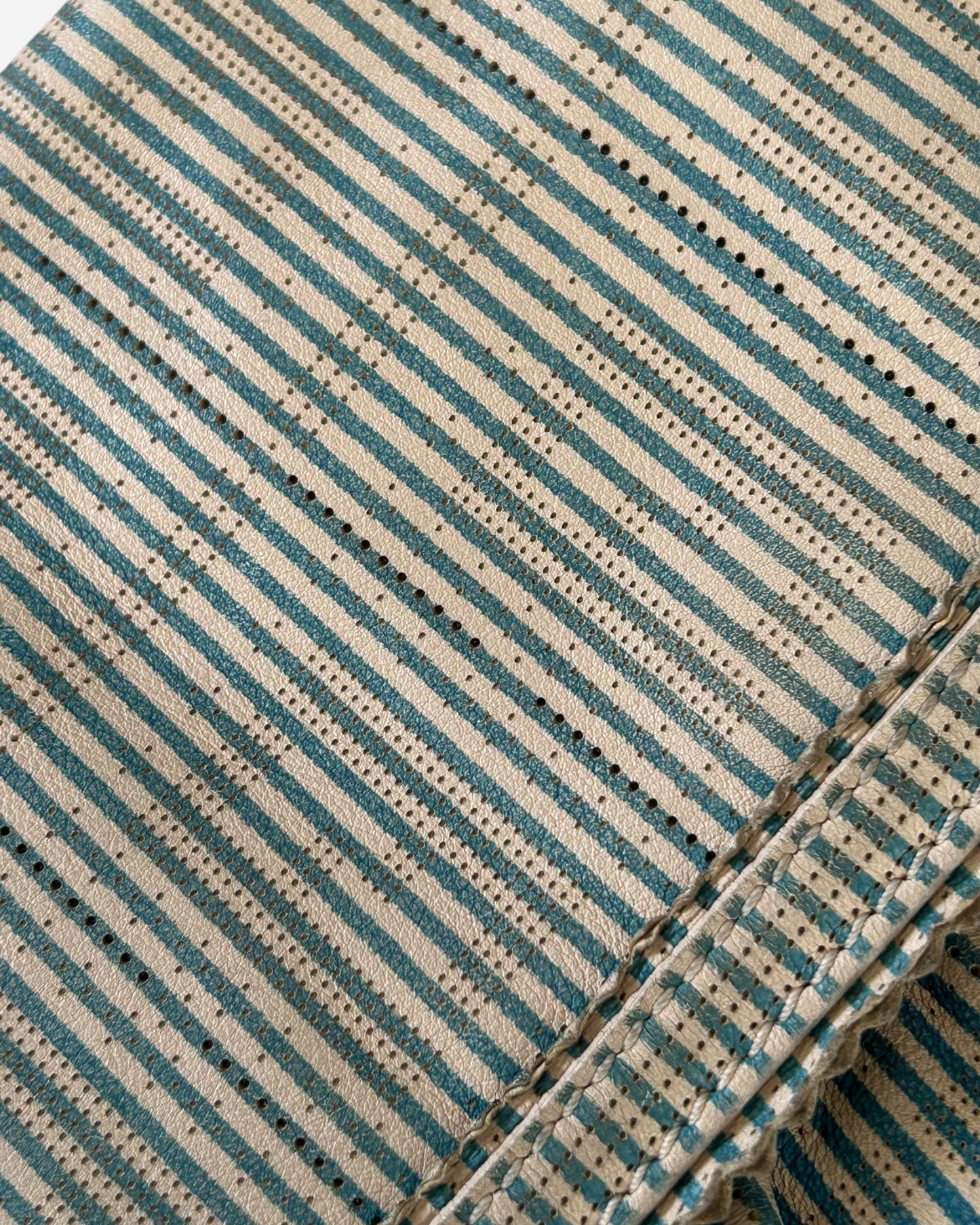 Fendi Vitello FF Striped Chef Bag Blue White