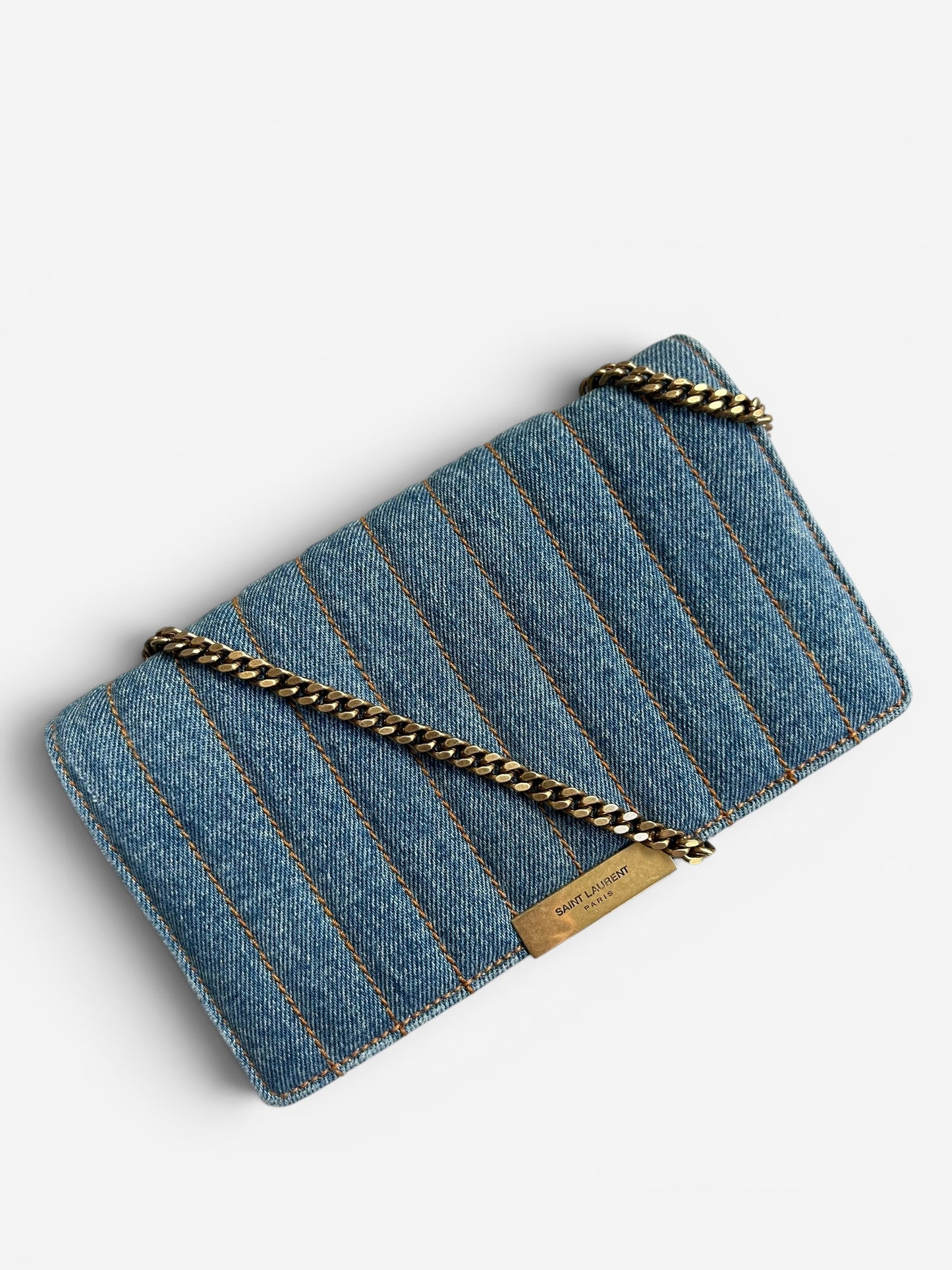 Saint Laurent Denim Amalia Matelasse chain bag