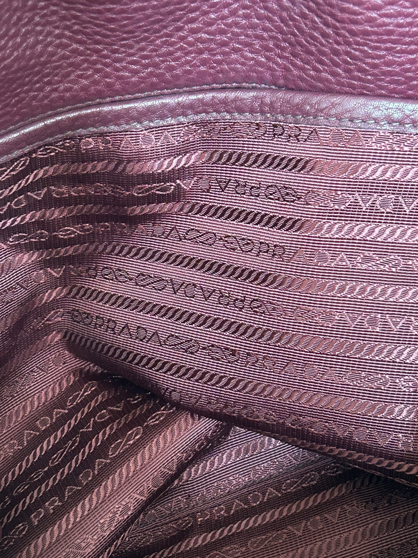 Prada Burgundy Vitello Daino Leather Shopper Tote