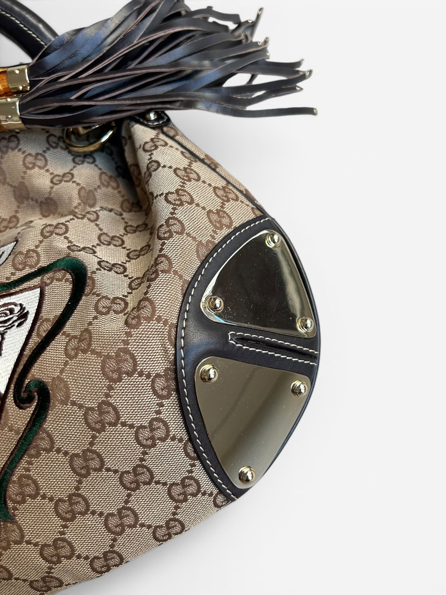 Gucci Indy Leather Canvas Handbag