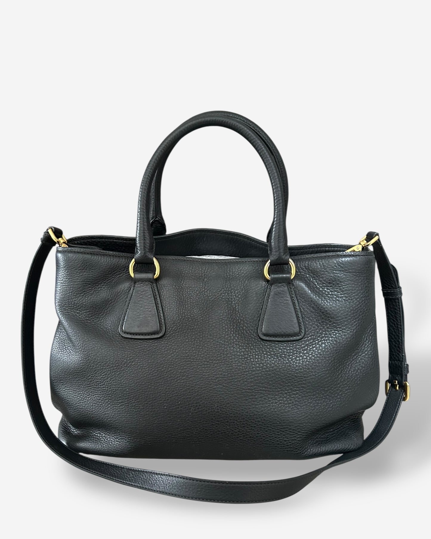 Prada Vitello Daino Black Leather Tote