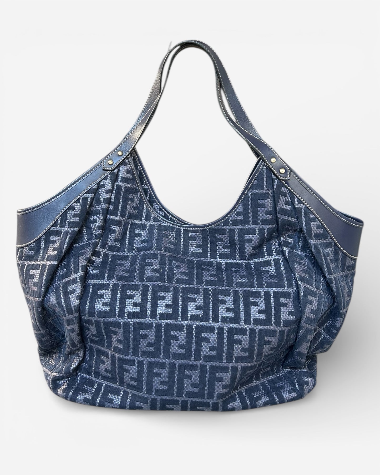 Fendi Blue Zucca Chef Canvas Shoulder Bag Dark blue