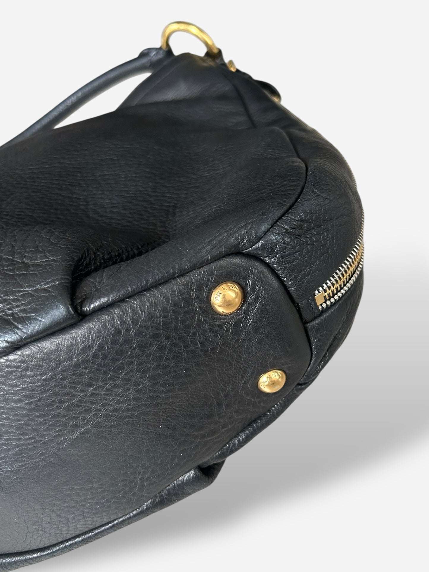 Prada Vitello Daino Leather Zip Around Hobo Bag