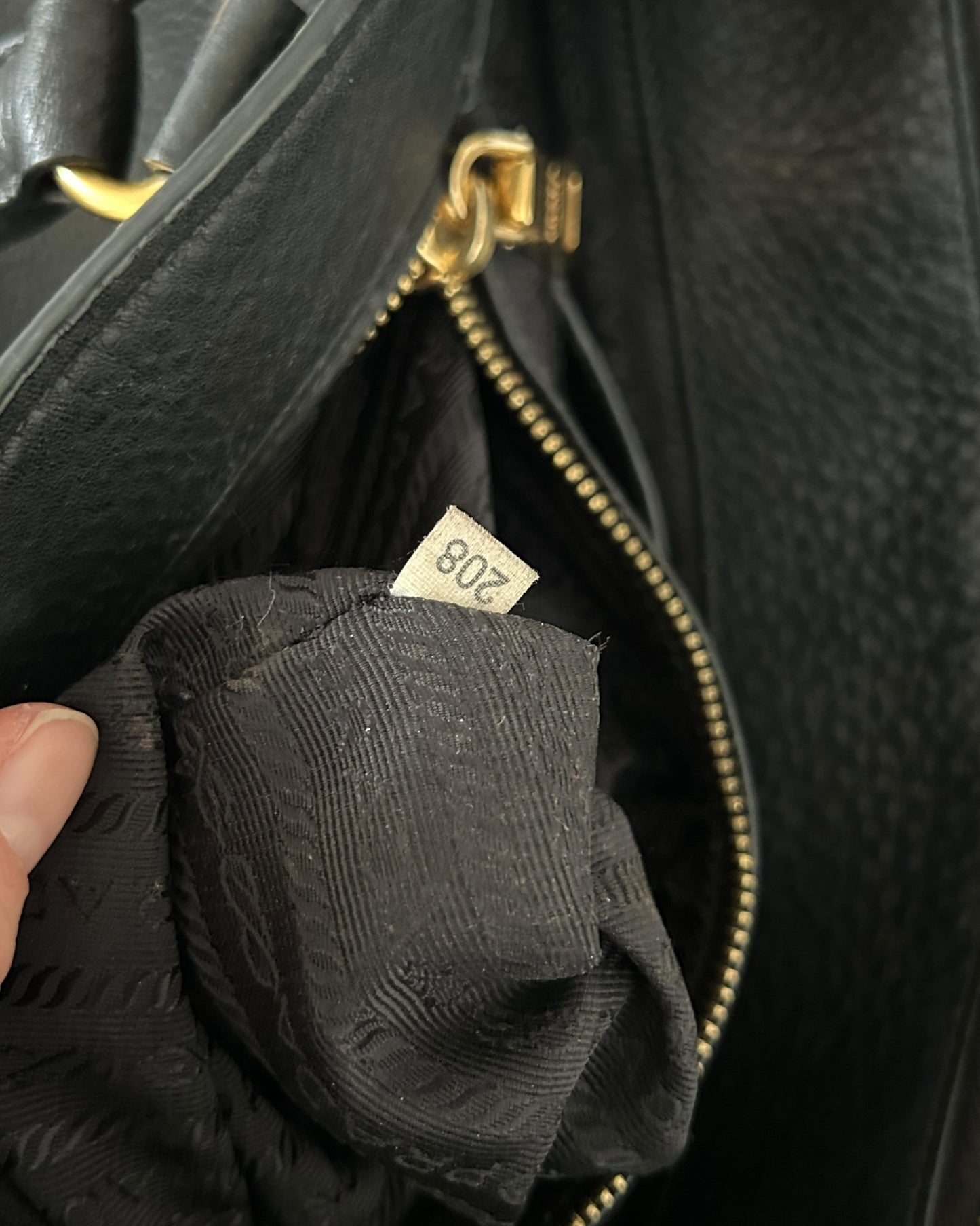 Prada Vitello Daino Black Leather Tote