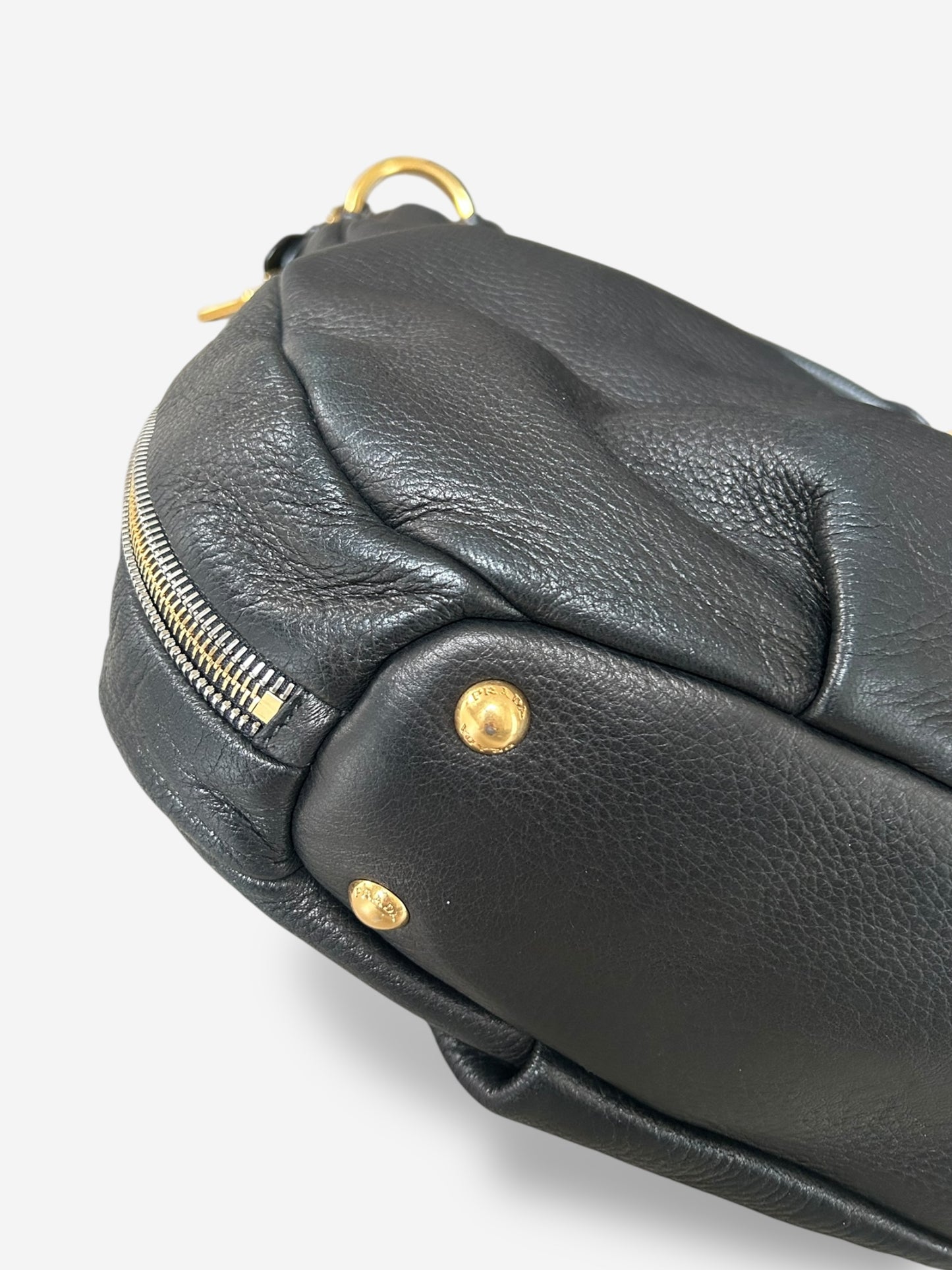Prada Vitello Daino Leather Zip Around Hobo Bag