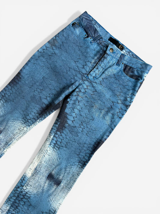 Vintage 2000s Cavalli Jeans - Blue Snake print