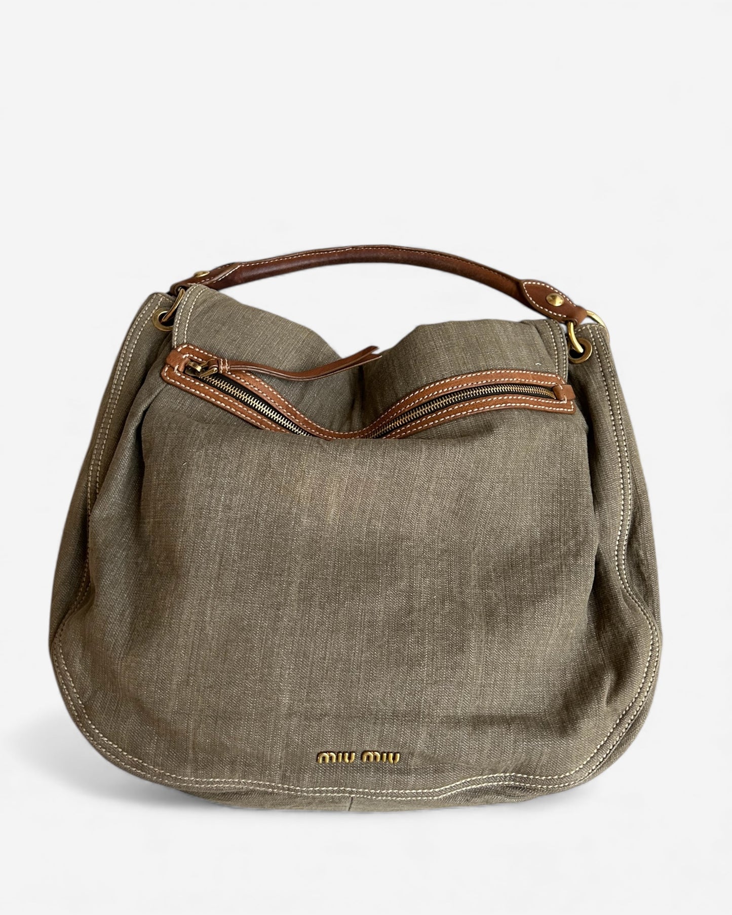 Miu Miu Green Khaki Denim bag