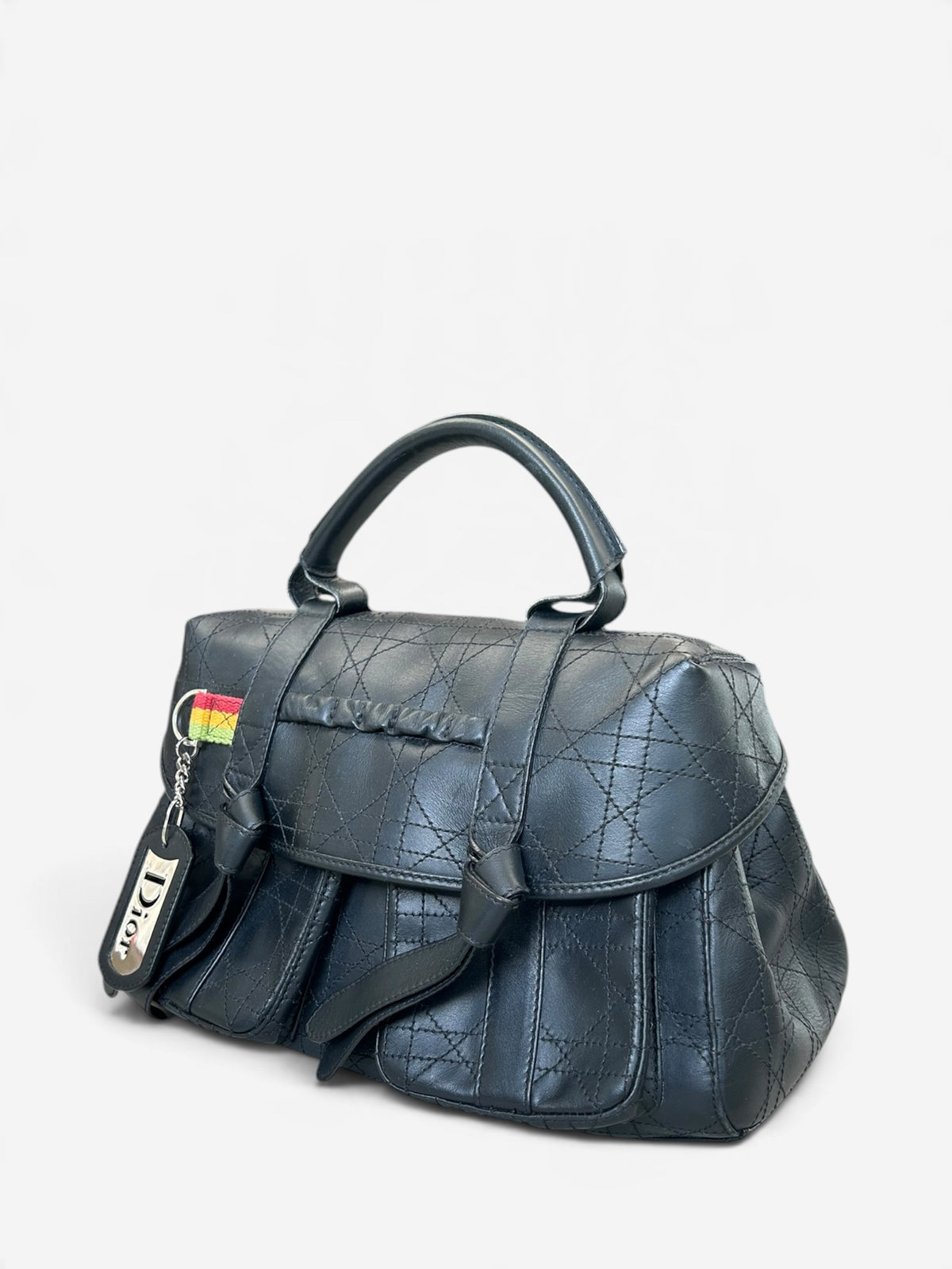 Christian Dior Vintage Black Cannage Top Handle Bag - Galliano 2004