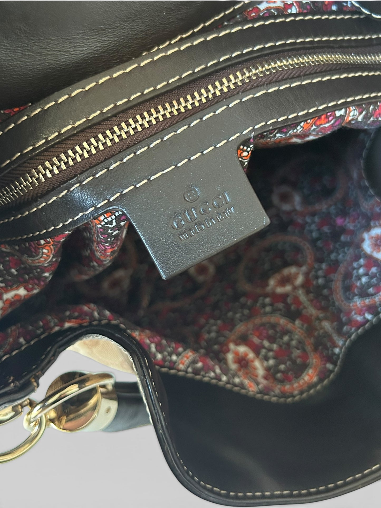 Gucci Indy Leather Canvas Handbag