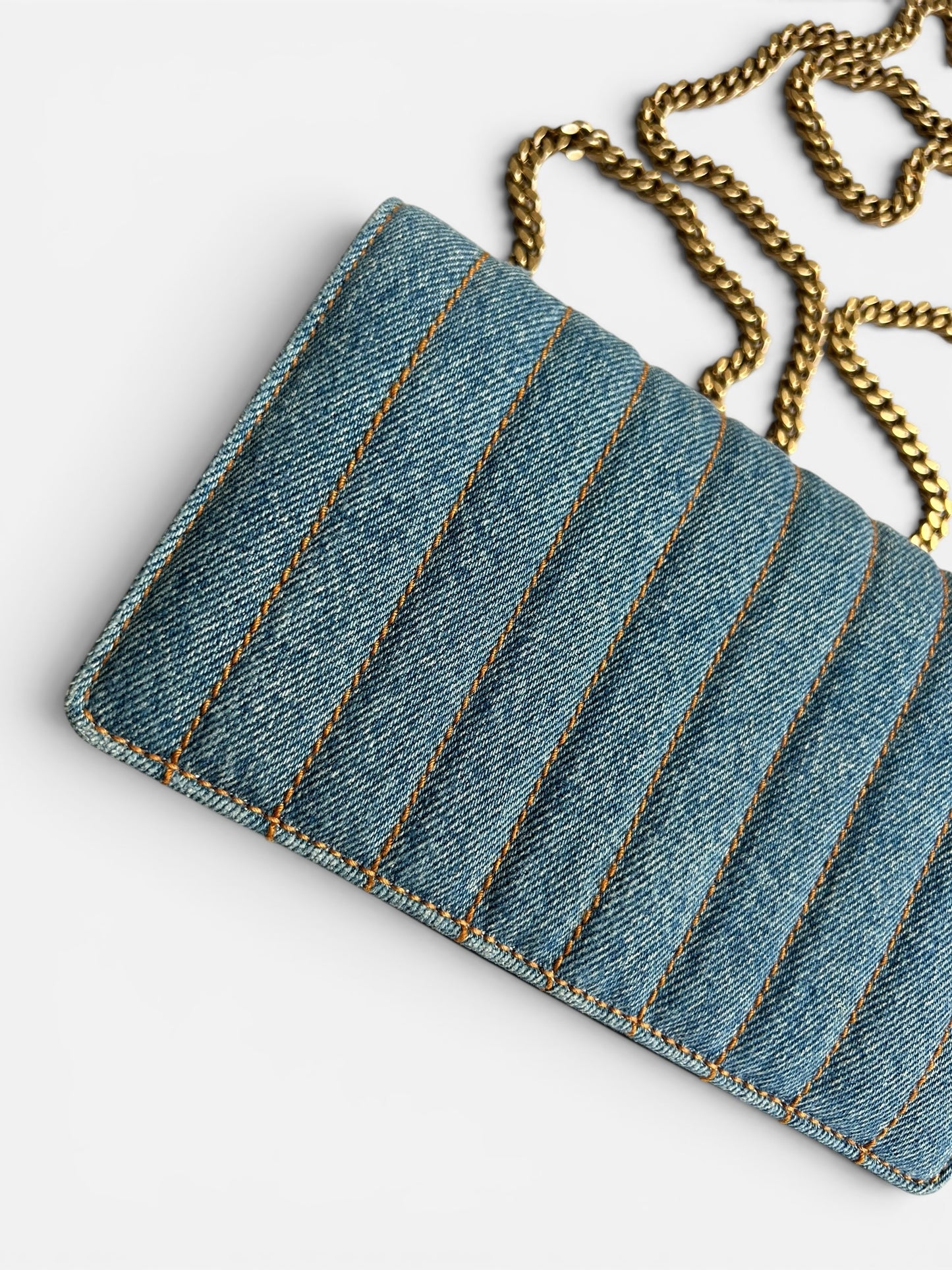 Saint Laurent Denim Amalia Matelasse chain bag