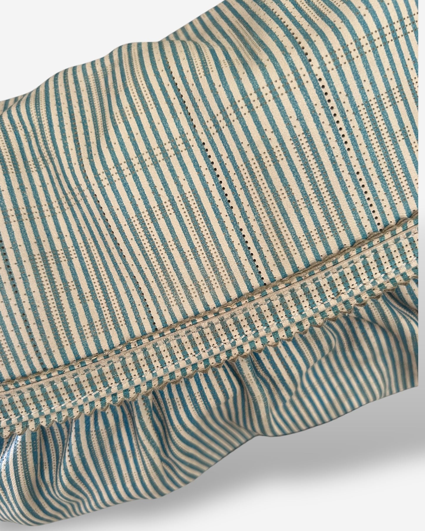 Fendi Vitello FF Striped Chef Bag Blue White