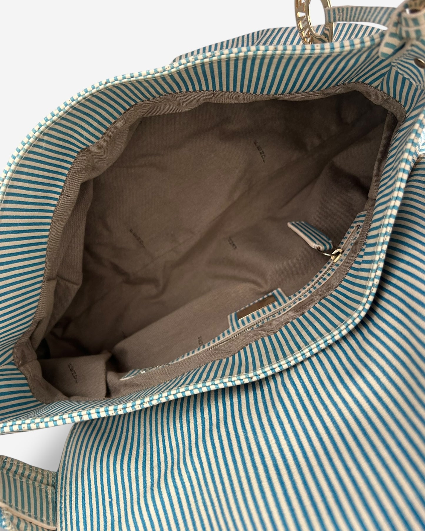 Fendi Vitello FF Striped Chef Bag Blue White