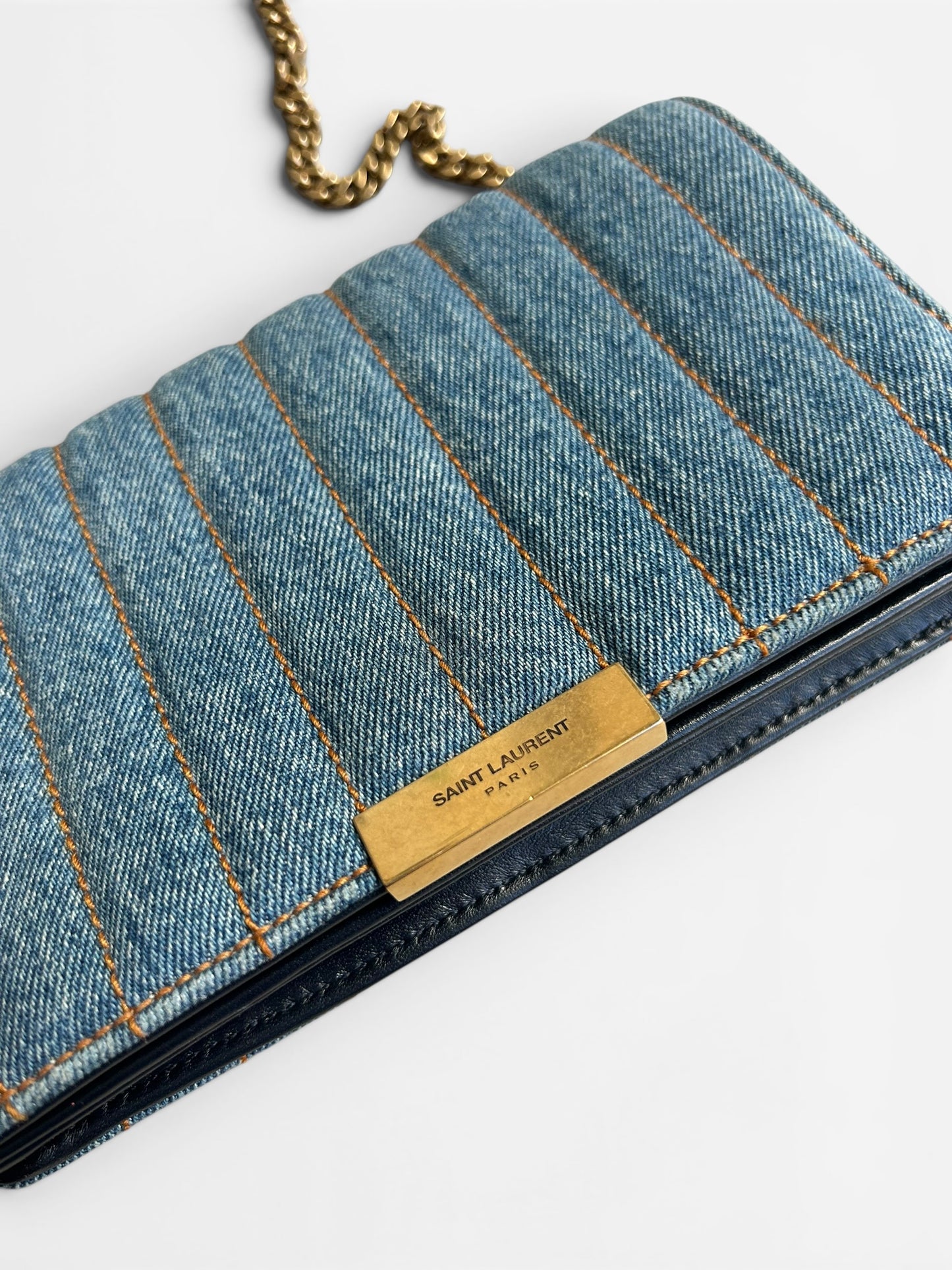 Saint Laurent Denim Amalia Matelasse chain bag