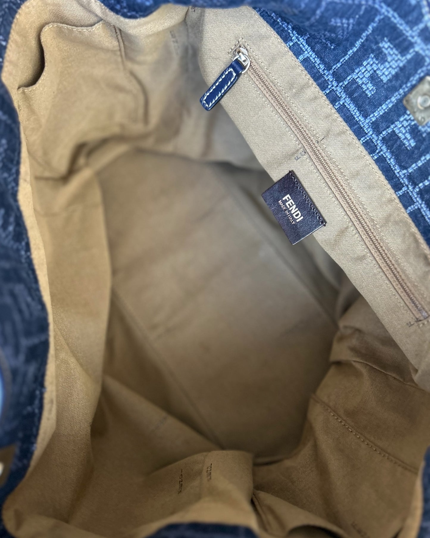 Fendi Blue Zucca Chef Canvas Shoulder Bag Dark blue