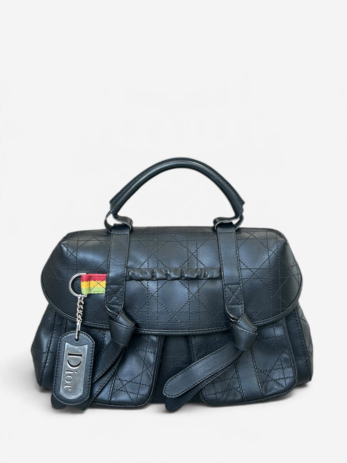 Christian Dior Vintage Black Cannage Top Handle Bag - Galliano 2004