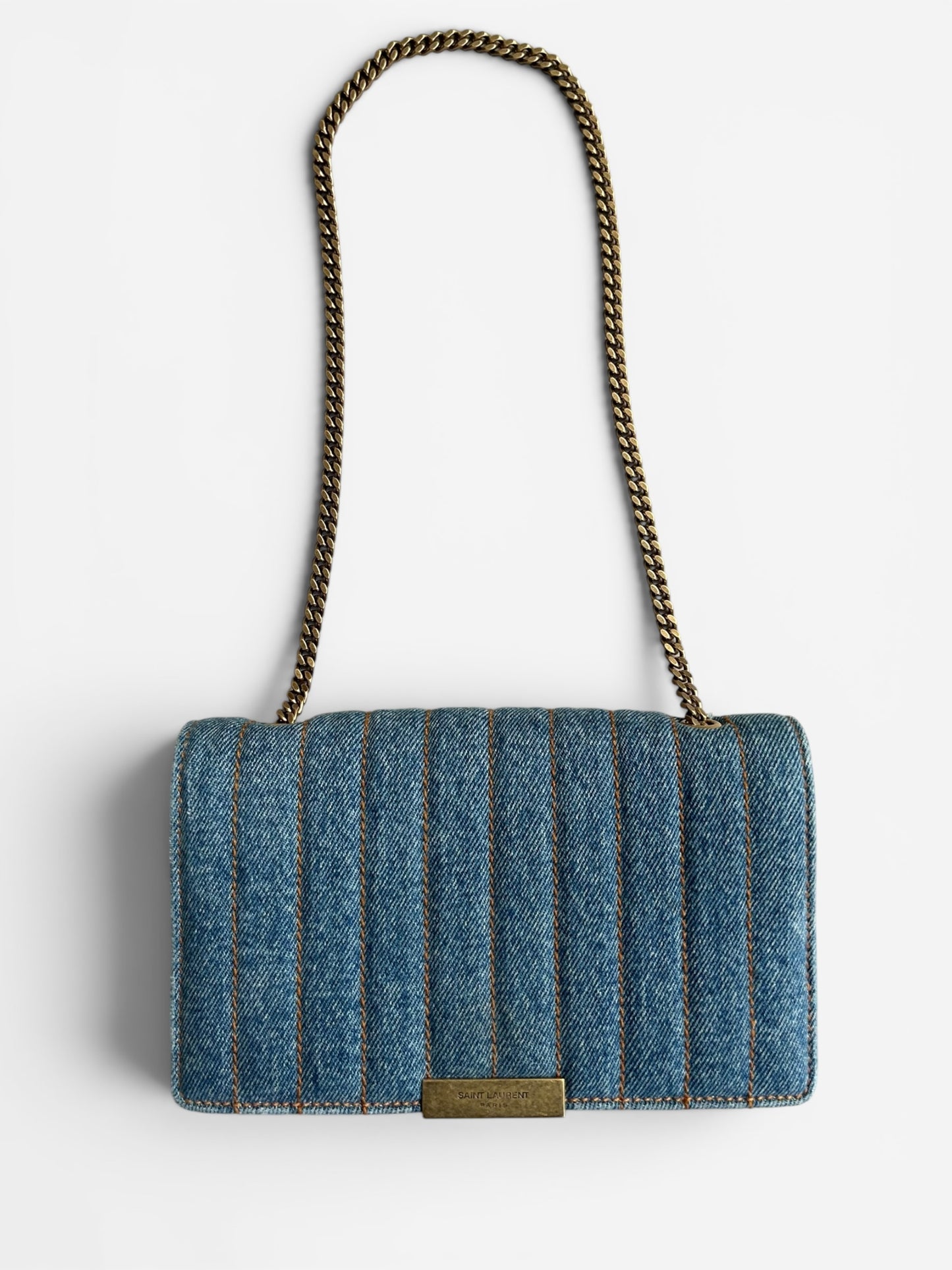 Saint Laurent Denim Amalia Matelasse chain bag