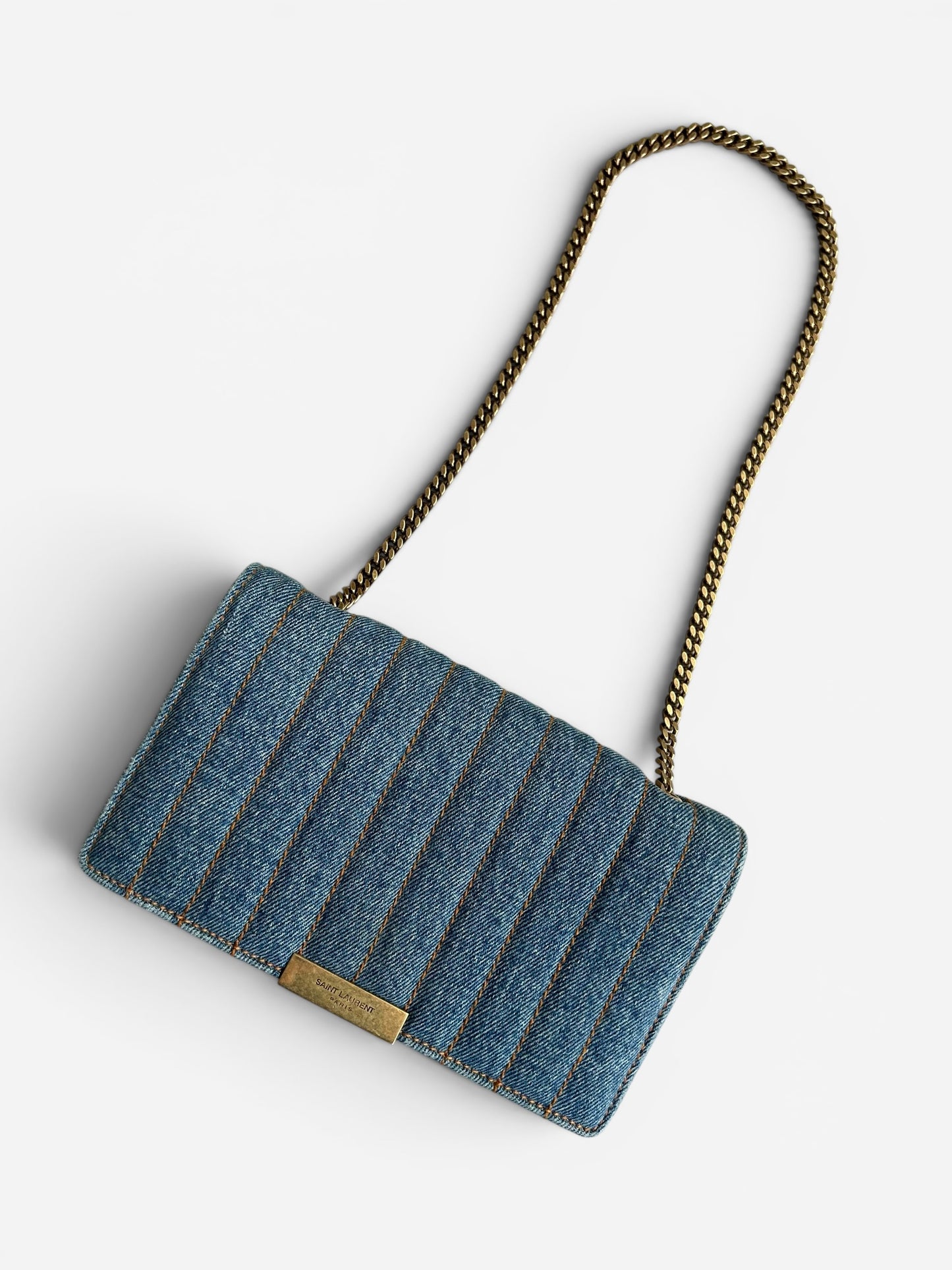 Saint Laurent Denim Amalia Matelasse chain bag