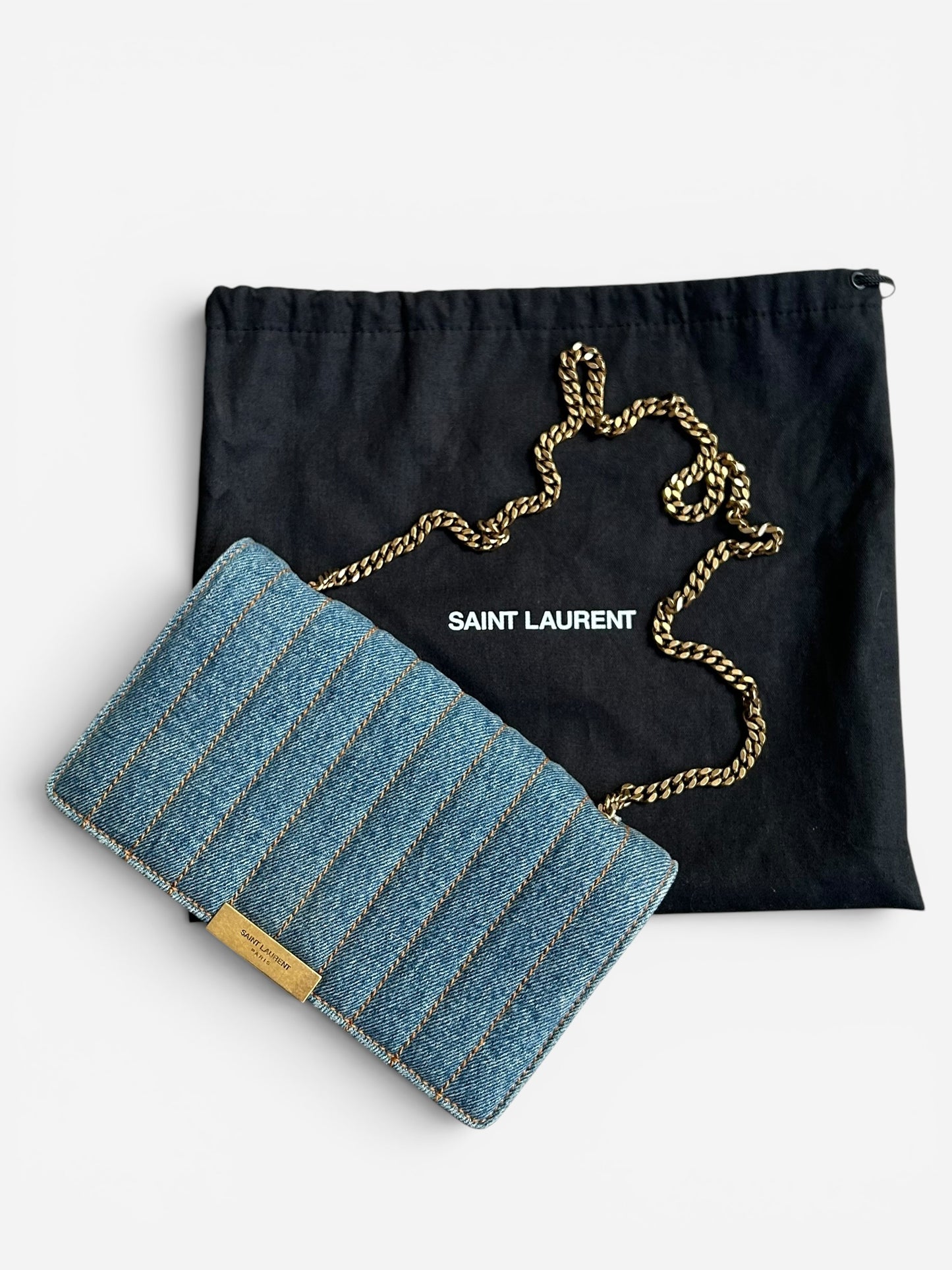 Saint Laurent Denim Amalia Matelasse chain bag