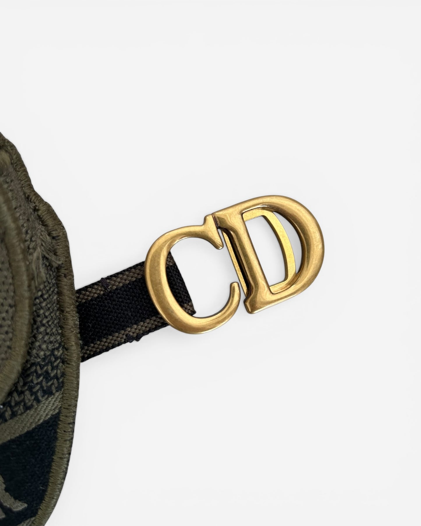 Christian Dior Canvas Embroidered Camouflage Saddle Belt Bag Green