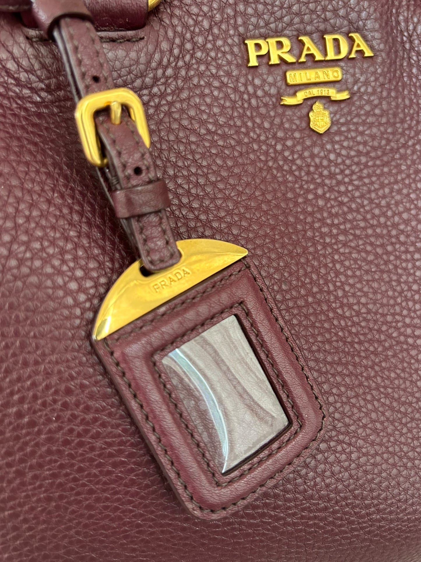 Prada Burgundy Vitello Daino Leather Shopper Tote