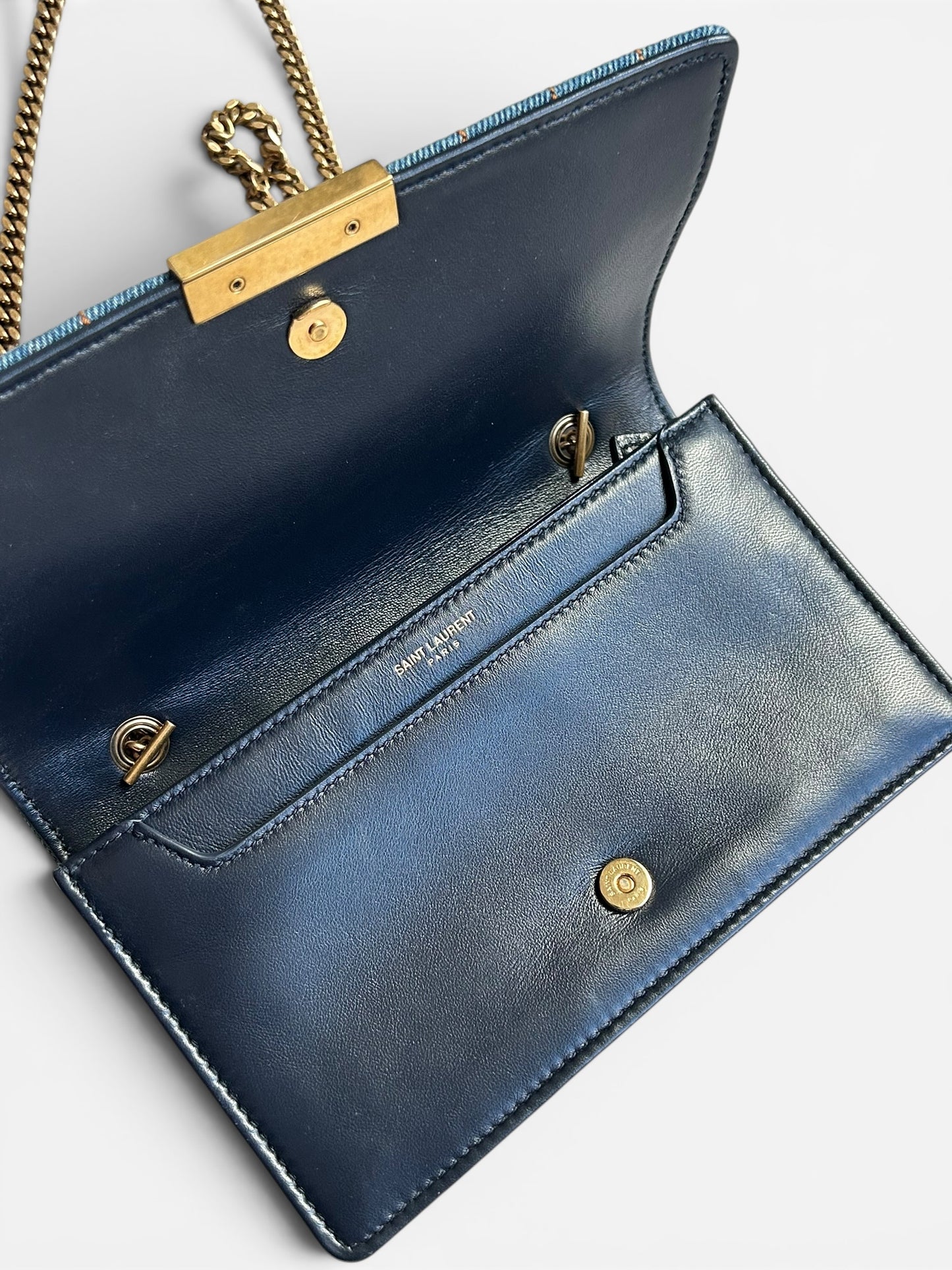 Saint Laurent Denim Amalia Matelasse chain bag