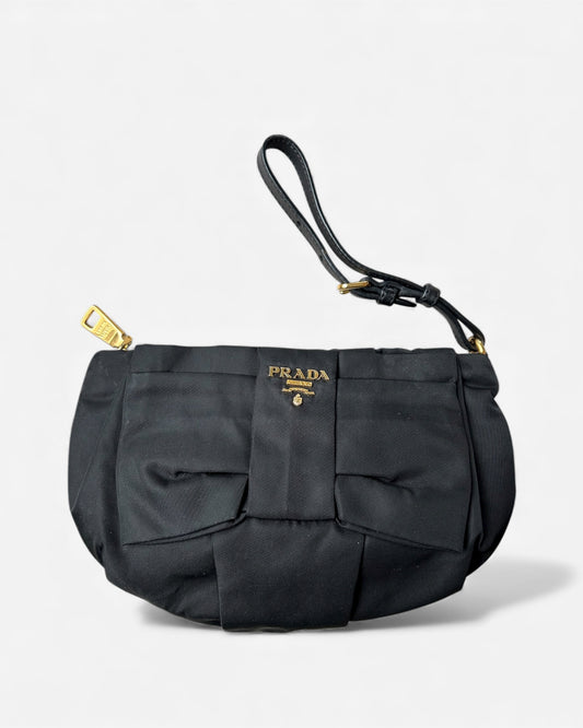 Prada Black Nylon and Leather Pouch